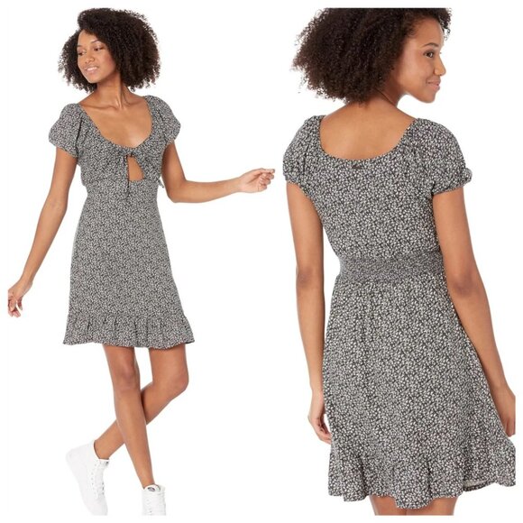 NWT Hurley Juniors' Keyhole Mini Dress - Fawn Ditsy, Size Medium - Picture 10 of 10